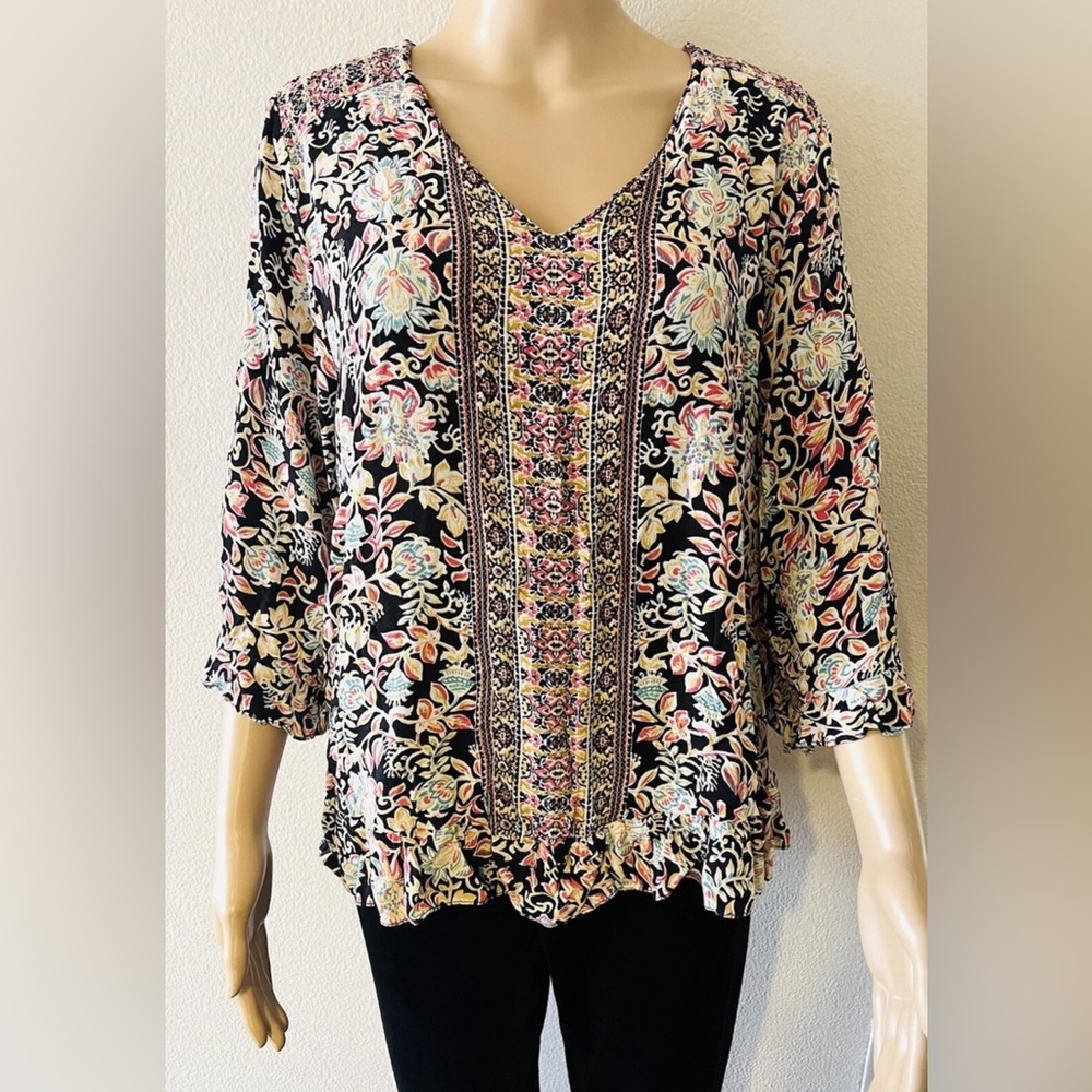 Cynthia Rowley Pink Ruffled 3/4 Sleeve Blouse